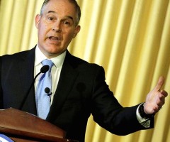 New EPA administrator Scott Pruitt waving hands New EPA administrator Scott Pruitt waving hands